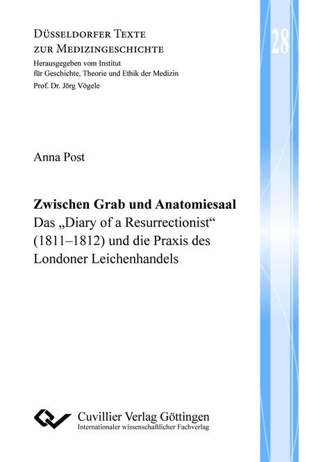 „Zwischen Grab und Anatomiesaal“ von Anna Post. Düsseldorfer Texte zur Medizingeschichte, Band 28.
