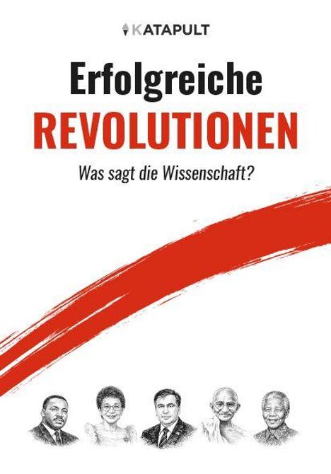 "Erfolgreiche REVOLUTIONEN. Was sagt die Wissenschaft?" Oben ein Logo, darunter eine rote Pinselstrichlinie, Porträts darunter.