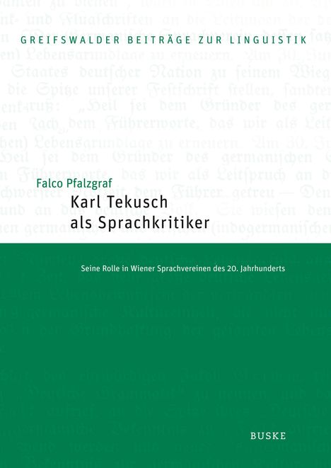 Falco Pfalzgraf: Karl Tekusch als Sprachkritiker, Buch