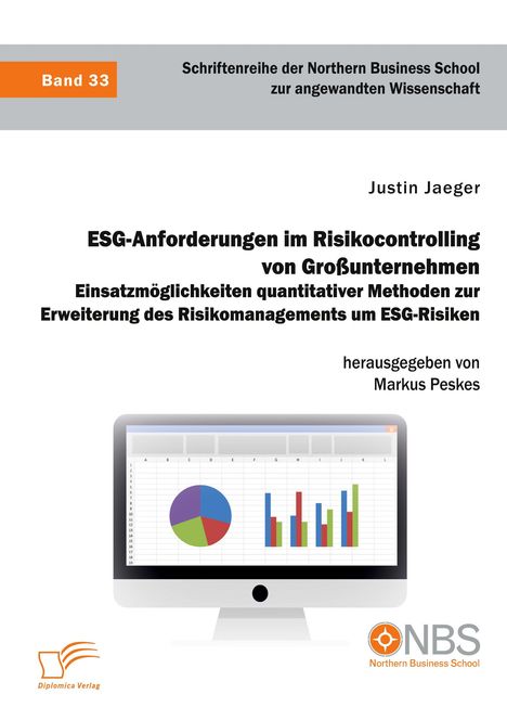 Band 33. ESG-Anforderungen im Risikocontrolling von Großunternehmen. Diplomica Verlag. NBS-Logo ist unten rechts.