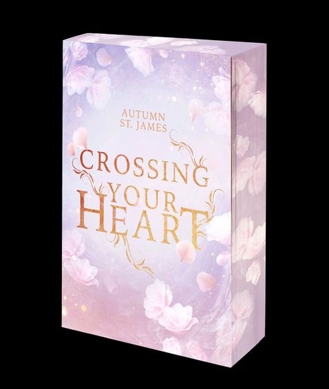 "Crossing Your Heart" von Autumn St. James. Pastellfarbene Blumen und zarte Blütenblätter auf hellviolettem Hintergrund.