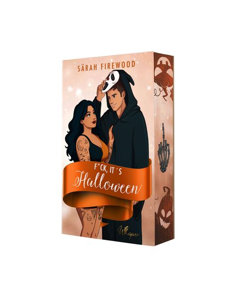 F*CK, IT’S Halloween. Zwei tätowierte Personen, eine Frau und ein Mann, der eine Grimassenmaske hält.