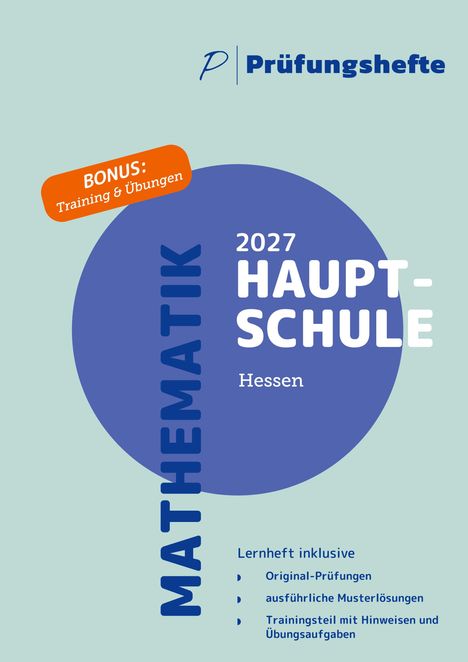 Logo „Prüfungshefte“, Bonus: Training & Übungen, 2027 Hauptschule Hessen, Mathematik Lernheft.