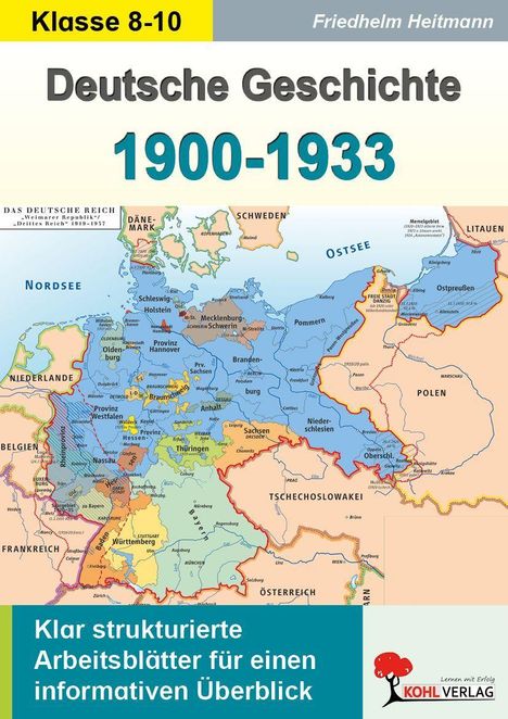 Text: Deutsche Geschichte 1900-1933, Klasse 8-10, Klar strukturierte Arbeitsblätter für einen informativen Überblick. Illustration: Europakarte.