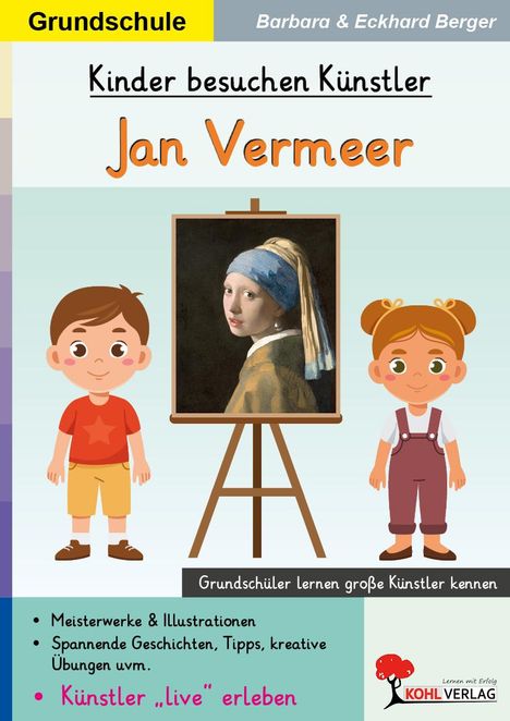 "Grundschule, Kinder besuchen Künstler, Jan Vermeer. Grundschüler lernen große Künstler kennen. Meisterwerke & Illustrationen."
