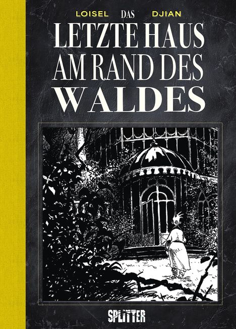 Ein Buchcover mit dem Titel "Das letzte Haus am Rande des Waldes". Dunkle, mysteriöse Illustration eines Hauses im Wald.