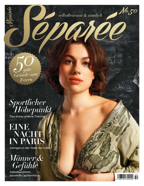 Séparée No. 50, selbstbewusst & sinnlich, Sportlicher Höhepunkt, Eine Nacht in Paris, Männer & Gefühle. Frau mit offenem Mantel.