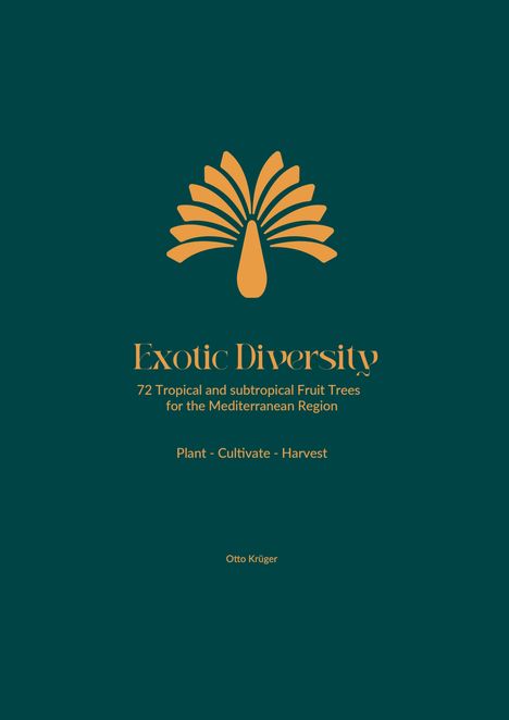 „Exotic Diversity“, Untertitel über tropische und subtropische Fruchtbäume, mit einem stilisierten Baum-Logo.