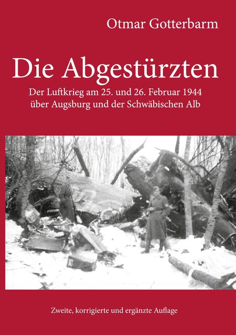 "Die Abgestürzten" von Otmar Gotterbarm, Thema Luftkrieg 1944 über Augsburg. Schneebedecktes Flugzeugwrack im Wald.