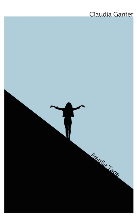 Text: "Claudia Ganter" und "Fragile Tage". 
Eine Silhouette einer Person auf einem schwarz-blauen Hintergrund.