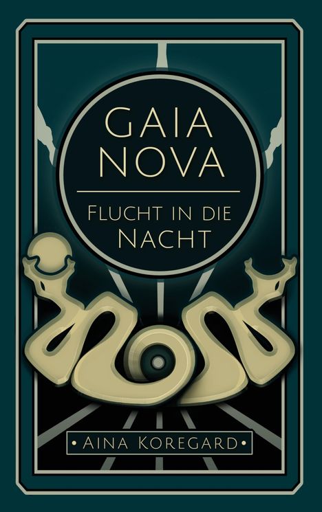 „GAIA NOVA: FLUCHT IN DIE NACHT“ von Aina Koregard. Art Deco Stil, geschwungene abstrakte Formen.