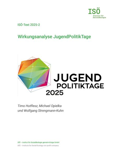 Timo Hutflesz: Wirkungsanalyse JugendPolitikTage, Buch