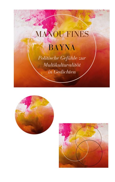 MANOU FINES BAYNA, Politische Gefühle zur Multikulturalität in Gedichten. Hintergrund: Bunte, wirbelnde Farben.