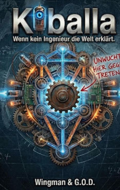 Titel: Kiballa. Slogan: Wenn kein Ingenieur die Welt erklärt. Text: UNWUCHT HIER GEGEN TRETEN. Zahnräder und Schaltkreise.