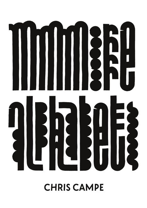 "MIKE" und "ALPHABET" in stilisierten, kreativen Buchstaben, darunter "CHRIS CAMPE". Logo mit origineller Typografie.