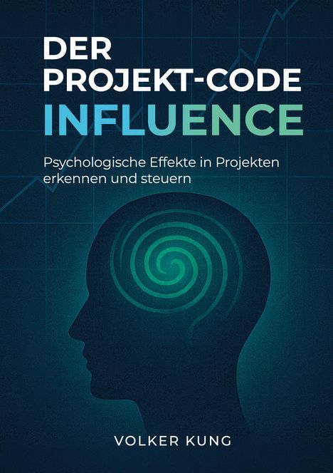 "DER PROJEKT-CODE INFLUENCE. Psychologische Effekte in Projekten erkennen und steuern. Volker Kung." Silhouette mit Spirale.