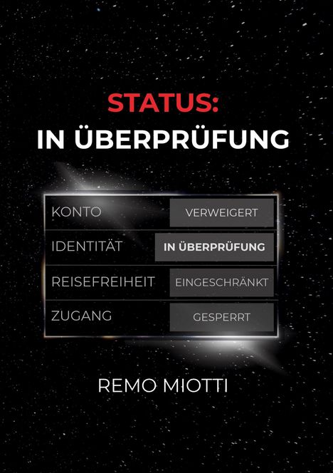STATUS: IN ÜBERPRÜFUNG. Konto verweigert, Identität in Überprüfung, Reisefreiheit eingeschränkt, Zugang gesperrt. Stars.