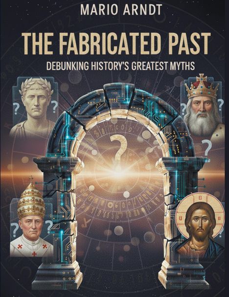 „The Fabricated Past: Debunking History's Greatest Myths“. Historische Figuren um einen digitalen Torbogen.