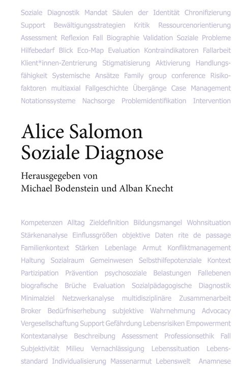Cover eines Buches mit Titel "Alice Salomon Soziale Diagnose", herausgegeben von Michael Bodenstein und Alban Knecht.