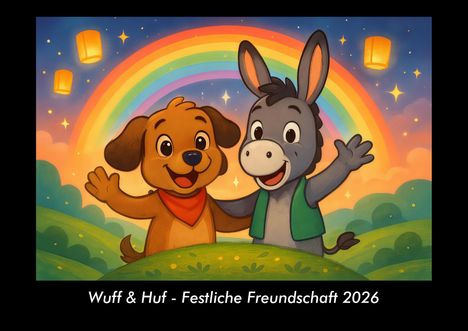 Kevin Heber: Wuff & Huf - Festliche Freundschaft 2026 Fotokalender DIN A3, Kalender