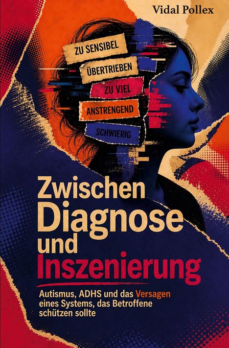 Text: "Zu sensibel, übertrieben, zu viel, anstrengend, schwierig. Zwischen Diagnose und Inszenierung. Autism.."

Illustration einer Frau in kräftigen Farben.