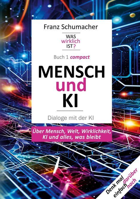 Buchtitel in klarer Schrift vor abstrakten, bunten Linien in Blau, Lila und Orange.