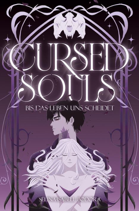 Titel: "Cursed Souls: Bis das Leben uns scheidet". Illustration mit zwei Figuren, schwarzhaariger Mann und weißhaarige Frau.