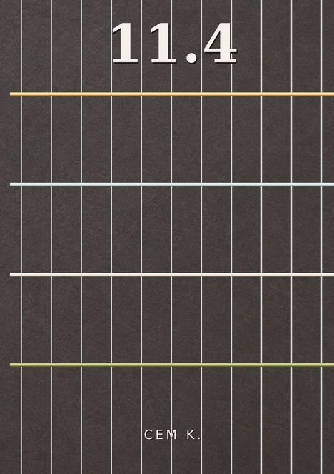 „11.4“ und „CEM K.“ vor grauem Hintergrund mit bunten horizontalen Linien und weißen Vertikalen.
