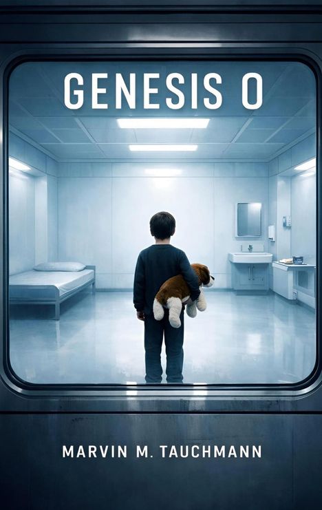 „GENESIS O“ und „MARVIN M. TAUCHMANN“ in einem sterilen Raum, ein Kind hält ein Stofftier, steht vor einem Bett.
