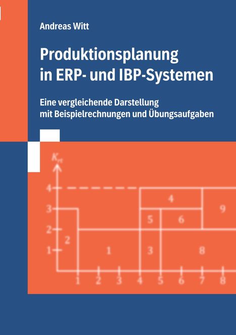 Buchtitel: "Produktionsplanung in ERP- und IBP-Systemen". Autor: Andreas Witt. Diagramm mit Rechtecken und Zahlen.