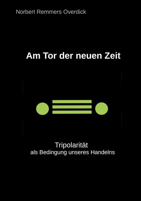Titel: Am Tor der neuen Zeit. Untertitel: Tripolarität als Bedingung unseres Handelns. Zwei grüne Kreise verbunden durch drei parallele Linien.