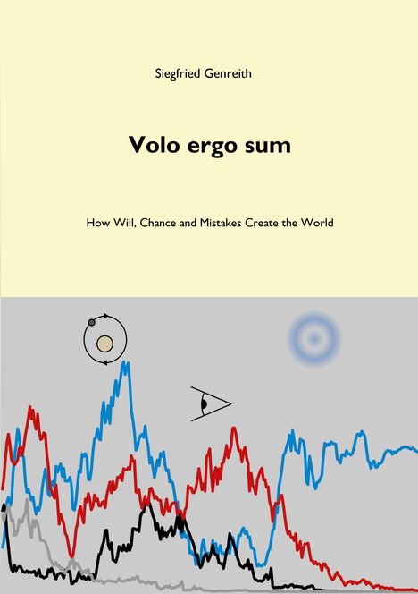 Der Text oben lautet: "Volo ergo sum". Unten sind bunte Schaubilder und Diagramme mit Symbolen.