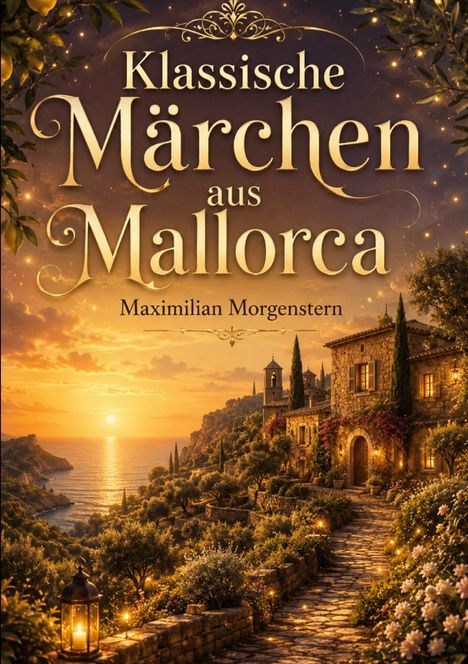 Text: "Klassische Märchen aus Mallorca, Maximilian Morgenstern." 

Romantische Küstenlandschaft bei Sonnenuntergang.