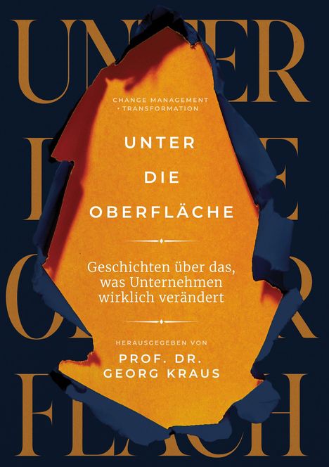 "Unter die Oberfläche" in Weiß auf orangefarbenem Hintergrund. Herausgegeben von Prof. Dr. Georg Kraus.