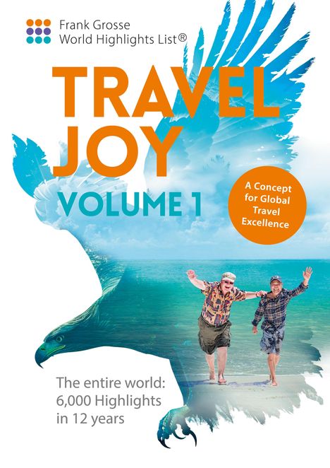 Titel: "Travel Joy Volume 1"; Untertitel: "The entire world: 6,000 Highlights in 12 years." Zwei Leute am Meer.