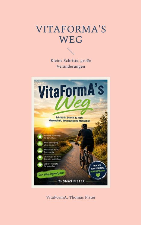 VitaForma's Weg: Kleine Schritte, große Veränderungen. Eine Person fährt Fahrrad bei Sonnenuntergang.