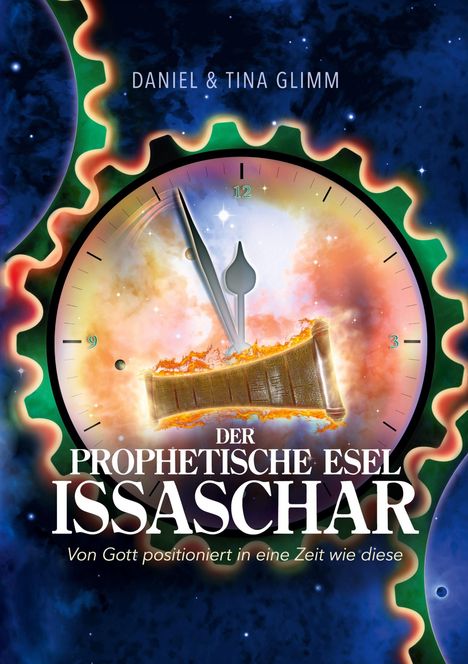 Titel: "DER PROPHETISCHE ESEL ISSASCHAR". Fantasievolle Uhr in kosmischem Stil.