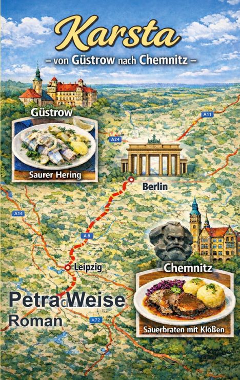 "Karsta – von Güstrow nach Chemnitz. Güstrow: Saurer Hering. Chemnitz: Sauerbraten mit Klößen. Petra Weise, Roman."