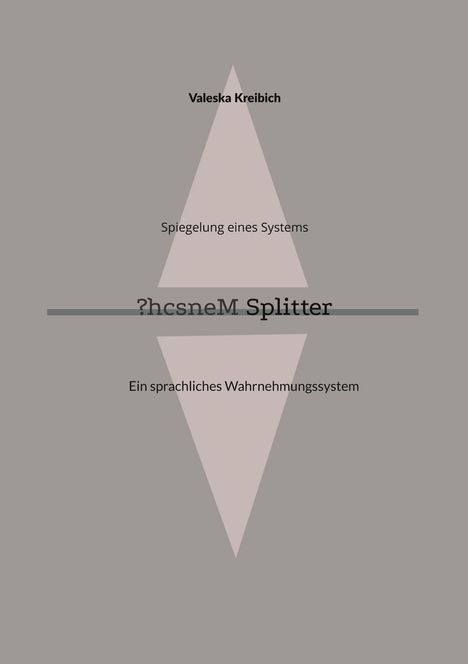 Valeska Kreibich, Spiegelung eines Systems, ?hcspneM Splitter, Ein sprachliches Wahrnehmungssystem. Dreieck im Hintergrund.
