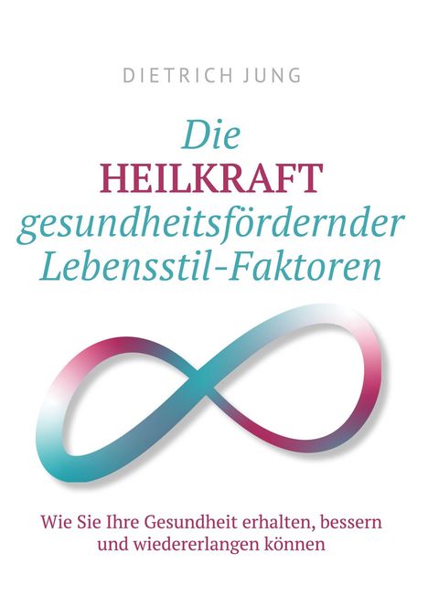 Text: "Die Heilkraft gesundheitsfördernder Lebensstil-Faktoren." Illustration: farbiges Unendlichkeitssymbol.