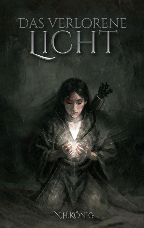 „Das Verlorene Licht“ und „N.H. König“ stehen über einer Illustration einer Person, die ein leuchtendes Objekt hält.