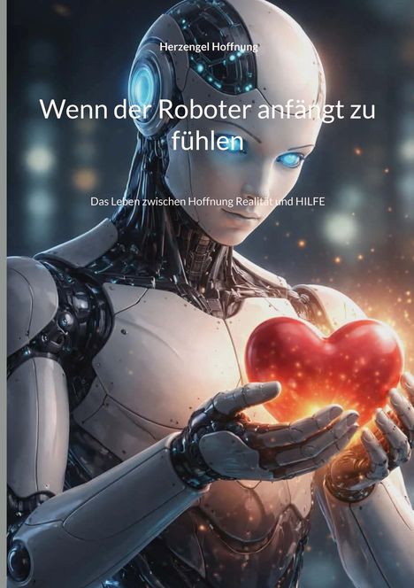 Das Bild zeigt einen Roboter, der ein leuchtendes, rotes Herz in seinen Händen hält.