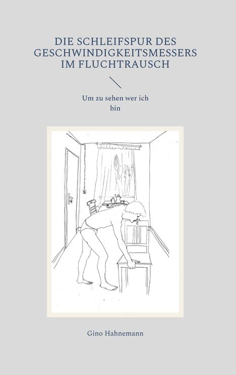 Titel: "DIE SCHLEIFSPUR DES GESCHWINDIGKEITSMESSERS IM FLUCHTRAUSCH". Illustration eines Menschen beugt sich.