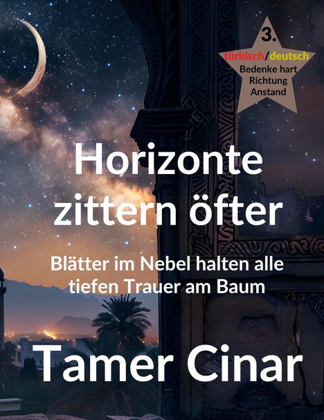 Horizonte zittern öfter. Blätter im Nebel halten alle tiefen Trauer am Baum. Sternenhimmel mit Mondsichel.
