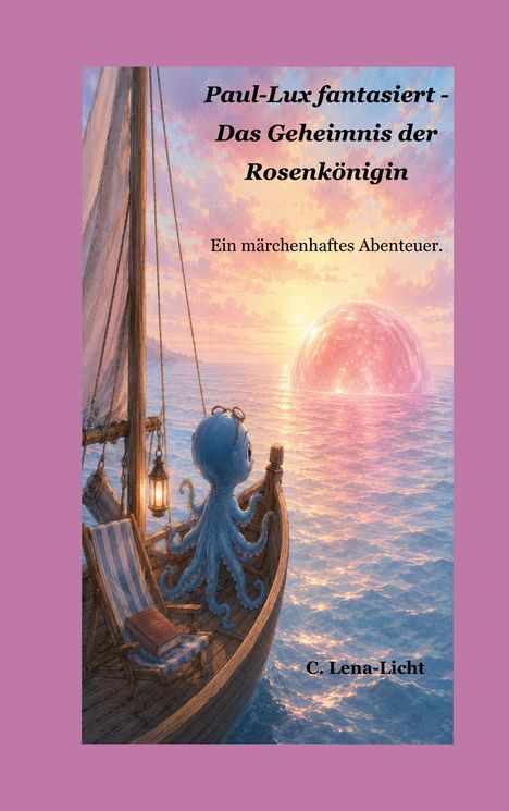 „Paul-Lux fantasiert - Das Geheimnis der Rosenkönigin. Ein märchenhaftes Abenteuer.“ Illustration: Oktopus auf einem Boot.