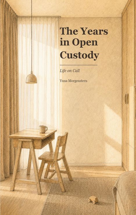 "The Years in Open Custody" und "Life on Call" von Yuna Morgenstern. Illustration: Holzstuhl, Tisch, Tasse, Spielzeugauto.