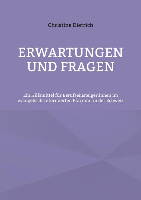 Titel: "ERWARTUNGEN UND FRAGEN". Hinweis: Ein Hilfsmittel im Pfarramt. Hintergrund in lila Tönen.