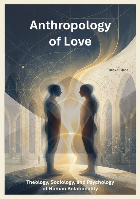 "Anthropology of Love", "Eureka Circe": Silhouetten zweier Personen, umgeben von geometrischen Mustern und Licht.