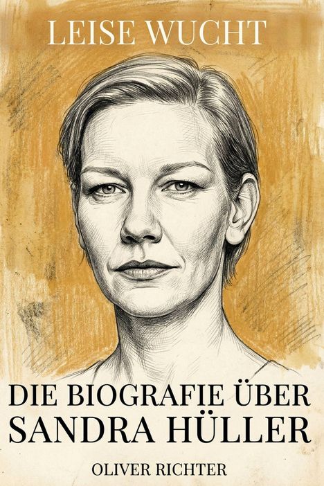 "LEISE WUCHT. DIE BIOGRAFIE ÜBER SANDRA HÜLLER. OLIVER RICHTER." Illustration eines Porträts einer Frau.
