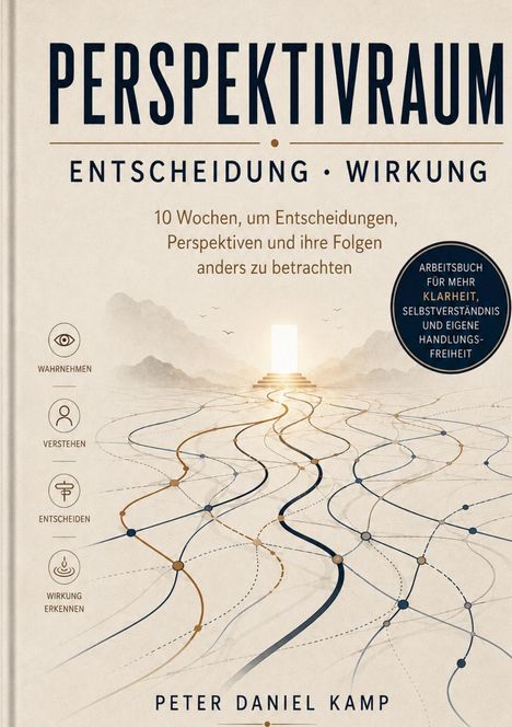 „PERSPEKTIVRAUM: Entscheidung • Wirkung“, 10 Wochen, um Entscheidungen anders zu betrachten. Illustriert mit Wegen.